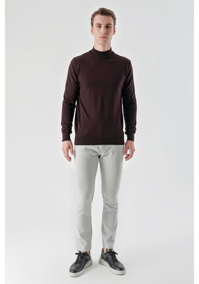Morven Erkek Mor Basic Yarım Balıkçı Yaka Dynamic Fit Rahat Kesim Triko 25kc017002309 Mor