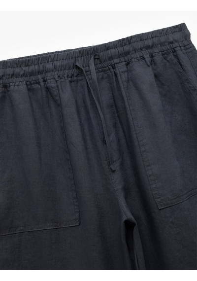 Koton Cep Detaylı Beli Bağcıklı Oversize Keten Pantolon Lacivert 5sam40151hw Lacivert