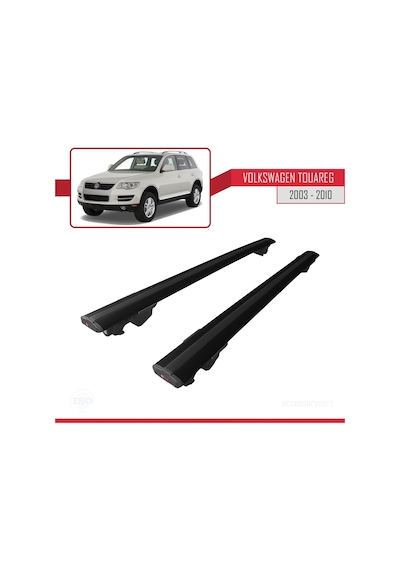 Volkswagen Touareg 2003-2010 Arası İle Uyumlu Hook Model Anahtar Kilitli Ara Atkı Tavan Barı Siyah
