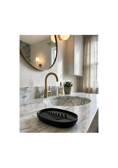 Buççin Online Mağaza Modern Banyo Oval Katı Kalıp Sabunluk-mat Siyah Plastik Siyah Çok Renkli