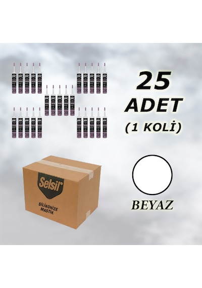 Selsil Silikonize Mastik Beyaz 500 Gr 52083 25 Adet 1 Koli Beyaz