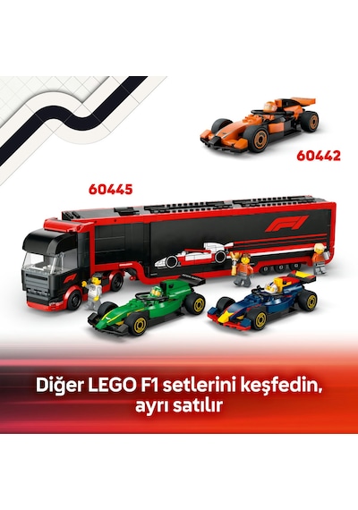 LEGO® City F1® Garajı ve Mercedes-AMG ve Alpine Arabaları 60444 -7 Yaş ve Üzeri Çocuklar için Yarış Arabası İçeren Oyuncak Yapım Seti(678P)
