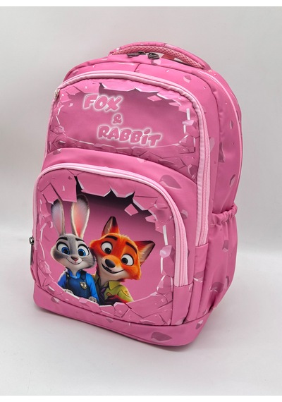 İlkokul Çantası Kız Çocuğu 3'lü Set Pembe İlk Okul Çantası Karakter Baskılı Bordo