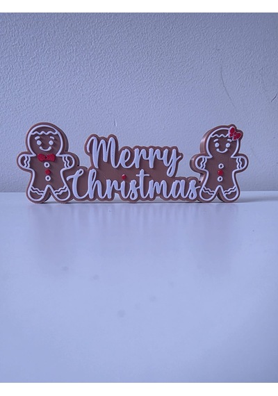 3d Baskı Zencefilli Kurabiye Merry Christmas Yazılı Yılbaşı Dekoratif Süs Belirtilmemiş