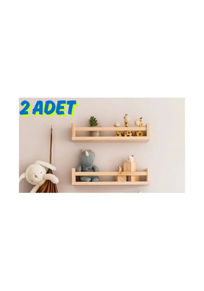 Ahşap Montessori Raf Bebek Çocuk Odası ''2 Adet'' Doğal Ahşap Doğal Ahşap