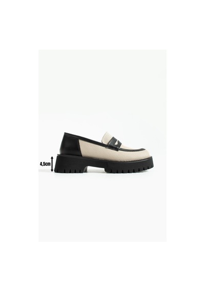 Kadın Yüksek Taban Günlük Loafer Vela - Bej Ve Siyah Bej Ve Siyah