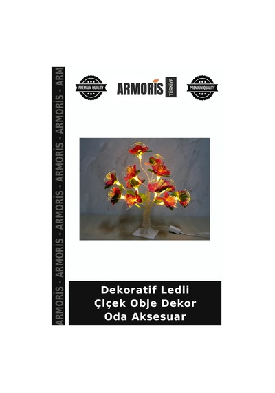 Dekoratif Ledli Çiçek Obje Dekor Oda Aksesuar Çok Renkli
