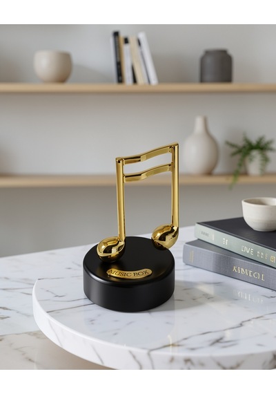 Dönen Müzik Kutusu Altın Nota Figürlü Uczzznotamüzikutusu-6