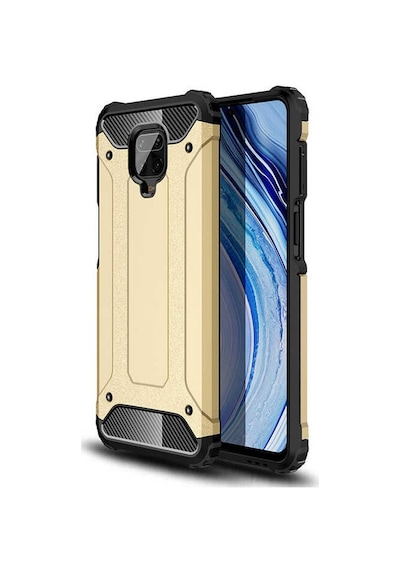 Noktaks - Xiaomi Uyumlu Xiaomi Redmi Note 9s - Kılıf Çift Katman Zırh Tank Crash Military Kapak - Gold