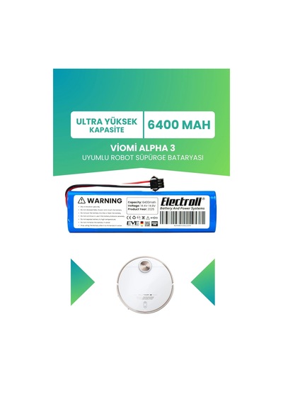 Viomi Alpha 3 Uyumlu Batarya Ultra Yüksek Kapasite 6400mah Robot Süpürge Bataryası Vxvc25