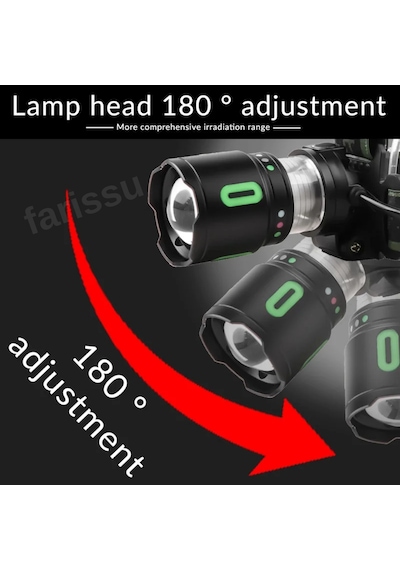 Ps-t2210 Süper Parlak 35w 3500 Lümen Şarj Edilebilir Kafa Lambası - Teleskobik Zoomlu Avcı Feneri Siyah