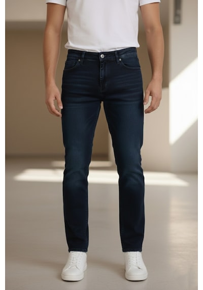 Bürke Premium Petrol Renk Regular Fit Esnek Likralı Jeans Kot Pantolon