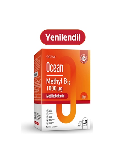 Orzax Ocean Methyl B12 1000 Mcg Sprey 10 Ml - Aktif B12 Vitamini İçeren Takviye Edici Gıda