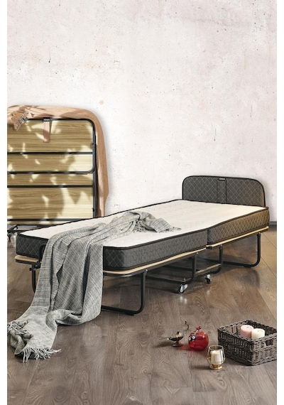 Niron Premium Katlanır Yatak 90x200 Cm Paket Yaylı Lüks Yatak Ve Kaydırmaz Kumaş Kaplı Karyola