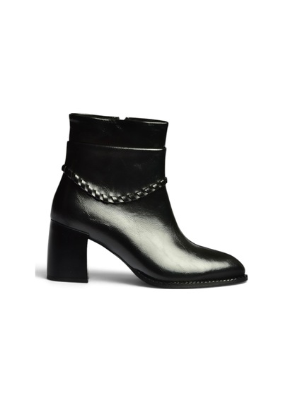 Fox Shoes Z820670060 Siyah Rustik Kalın Topuklu Kadın Bot