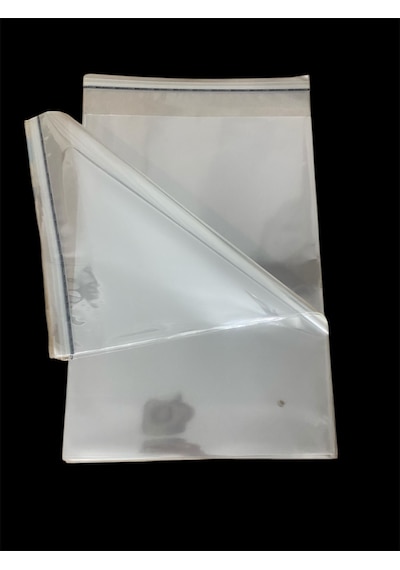 Hg Ambalaj 50 Adet 26x42 Cm Bantlı Yapışkanlı Şeffaf Opp Jelatin Poşet, Şeffaf Poşet 26x37+5 Cm