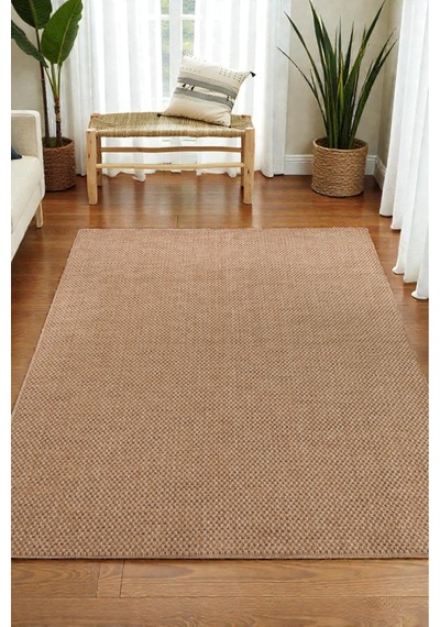 Doğal Jüt Görünümlü Düz Dokuma Kilim Minimal & Zamansız Tasarım Bej Bej