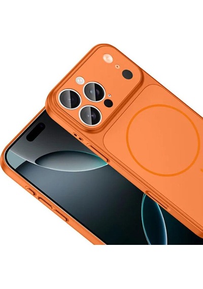 İphone 15 Pro Max Uyumlu Ag Glass Koruyucu Kılıf İphone 17 Pro Max Görünümlü Turuncu