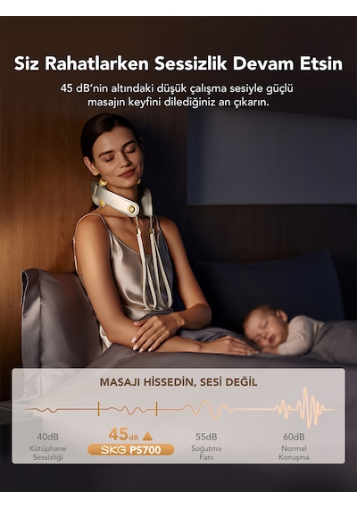 Skg Ps700 Akıllı Boyun Masaj Aleti Profesyonel Shiatsu Yoğurma Teknolojisi Derin Doku Masajı Üçlü Kızılötesi Isı Terapisi Mobil App Dahili Bluetooth Hoparlör Type -c Şarjlı Altın