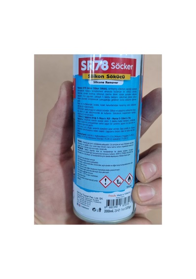 Sr78 Yapışkan Etiket Sökücü Temizleyici Boya Küf Mantar Pas Temizleyici Silikon Sökücü Sprey 200 Ml