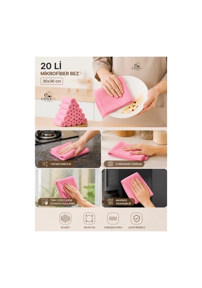 20 Li Kopar Kullan Mikrofiber Temizlik Bezi 30x30 Cm Büyük Boy Yıkanabilir Çok Amaçlı Mutfak Cam Temizlik Bezi Diğer