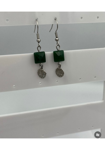 Ceyt Doğaltaş Tuğralı Küpe Yeşil