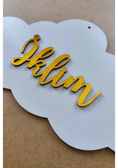 Gold Pleksi İsimli, Yeni Doğan, Doğum Günü, Özel Günler İçin Çocuk Bulut Duvar Süsü 24360396