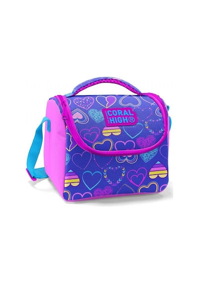 Coral High Kız Çocuk Pembe Lavanta Kalpli Okul Beslenme Çantası
