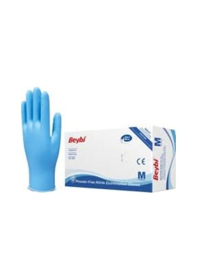Beybi M Medium Pudrasız Mavi Nitril Muayene Eldiveni 20 Paket 1 Koli Diğer