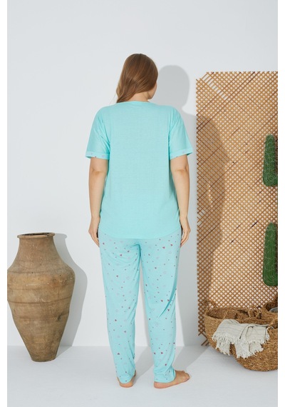 Estiva 24072 Büyük Beden Kadın Kısa Kollu Pijama Takım 001