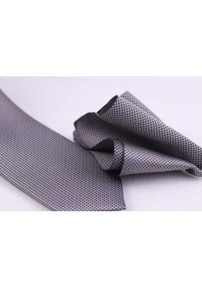 Demfashion Özel Desenli Kravat Mendil Seti - Gri (546151862) Gri