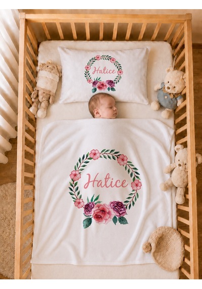Pia Baby İsme Özel 5 Parça Kız Bebek Hastane Çıkışı Tulum Seti %100 Pamuk Organik Baskılı 2063tyb0x Ekru