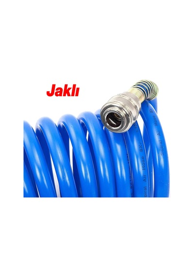 Spiralli 5x8 Polietilen Hava Hortumu 10 Metre Nipel Jaklı Esnek Kırılmaz Sök Tak Soketli Manşon