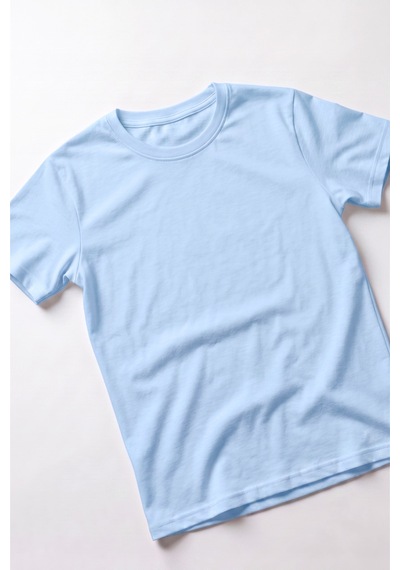 Öts Erkek Çocuk %100 Pamuk T-shirt Ribana Kapalı Yaka Çok Amaçlı Kullanım 7020 Mavi