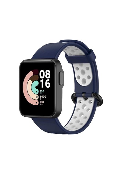 Ekılıf - Xiaomi Redmi Watch 2 Lite Uyumlu - Kordon Silikon Kordon Krd-02 - Mavi-beyaz