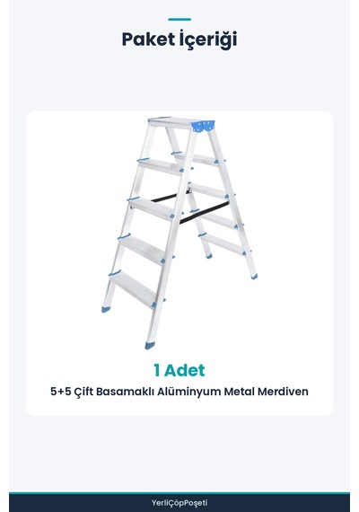 5+5 Çift Basamaklı Alüminyum Merdiven Standart