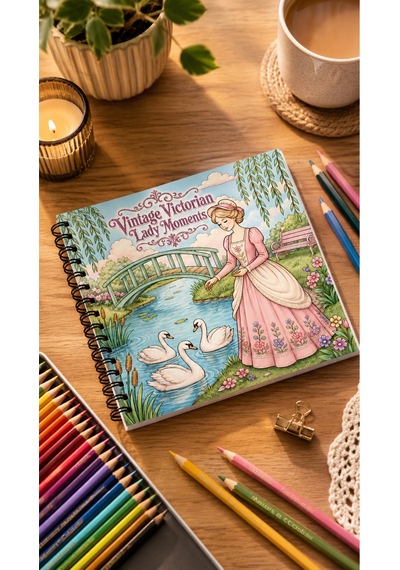 Vintage Victorian Lady Moments 20x20 Cm Büyük Boyama Kitabı, Çocuklar Ve Yetişkinler İçin