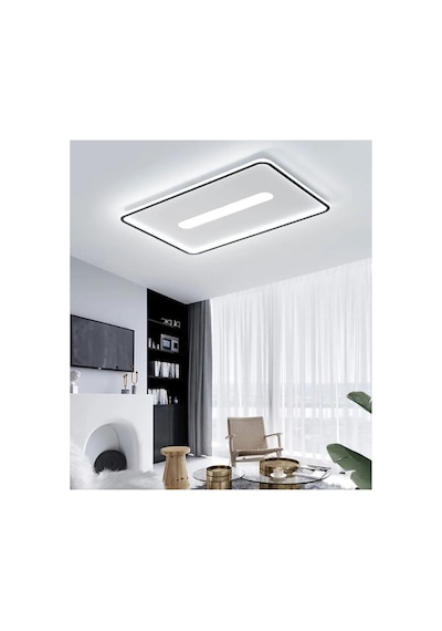 Siyah 60x40cm Dikdörtgen 3000k Sarı Işık Led Tavan Lambası
