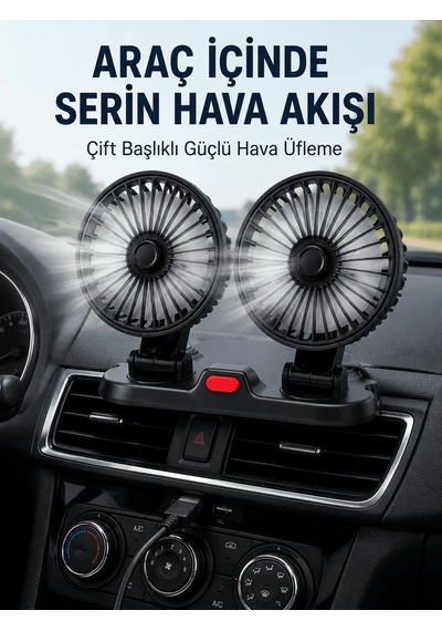 Lb Ayarlanabilir Çift Başlıklı Sessiz Araç İçi Vantilatör