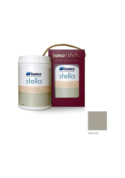 Stella Boya Yeni Nesil Yaşam Boyası 1 Lt Vizon Gri/1080 Dolap Fayans Cam Plastik Ahşap Boyas Diğer
