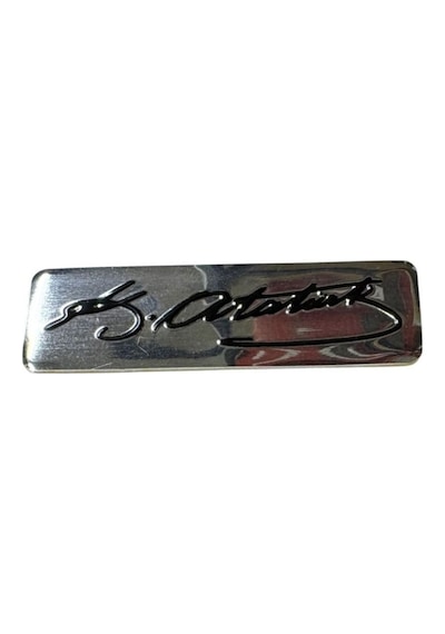 Atatürk İmzası Arma Logo Kendinden Yapışkanlı Krom Çerçeveli Araç Dış Aksesuar 3d Kabartma Sticker Çıkartma Glz00601939