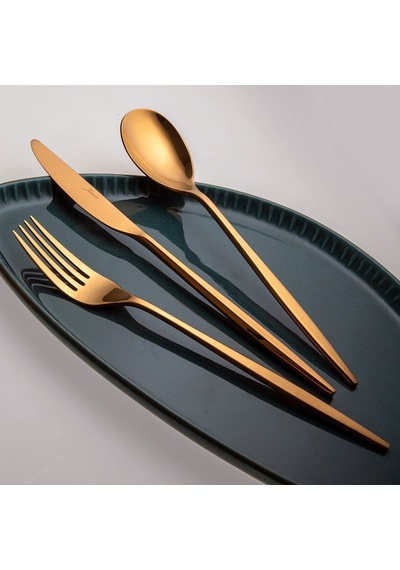 Jumbo 5800 Apollo Titanyum Bronz 12 Kişilik 84 Parça Çatal Kaşık Bıçak Takımı Titanyum Bronz