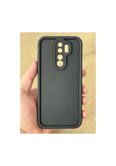Fibaks Redmi Note 8 Pro Uyumlu Kılıf Kamera Korumalı Yumuşak Dokulu Darbe Emici Siyah Silikon Kapak