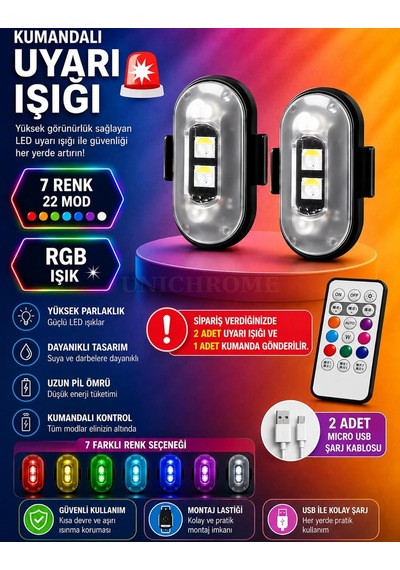 Uzaktan Kumandalı 2'li Çakar Led/şarjlı Mini Led Işık/drone Işığı/anti Çarpışma Uyarı Işığı Diğer