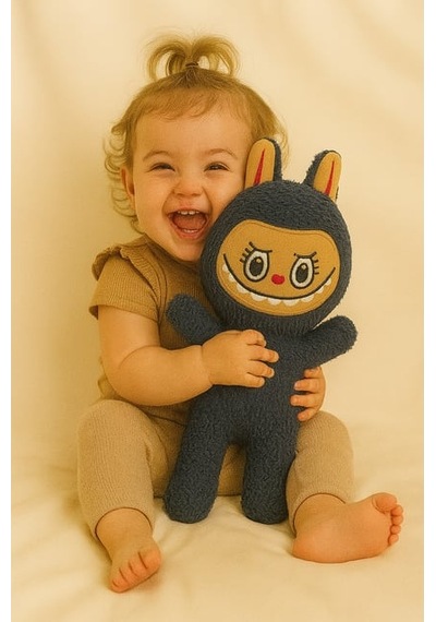 Labubu Peluş Bebek Dekoratif Oyuncak, Uyku Arkadaşı Labubu Oyuncak - Mavi