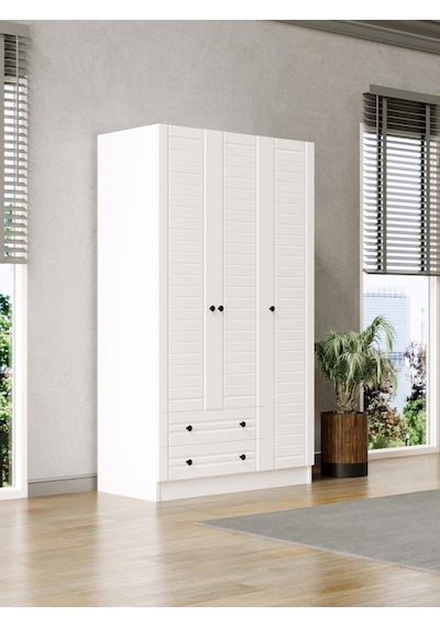 Kuzeylife Elegante Modern Tasarımlı Membran Kapaklı 3 Kapılı Gardırop (50cm Derinlik)