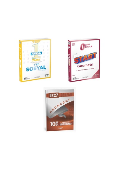 2027 2027 Tyt Üçdörtbeş 1 Ayda Tüm Sosyal Soru + Sıfırdan Başla Start Geometri + Anla Kazan Paragraf Deneme 3'lü Set
