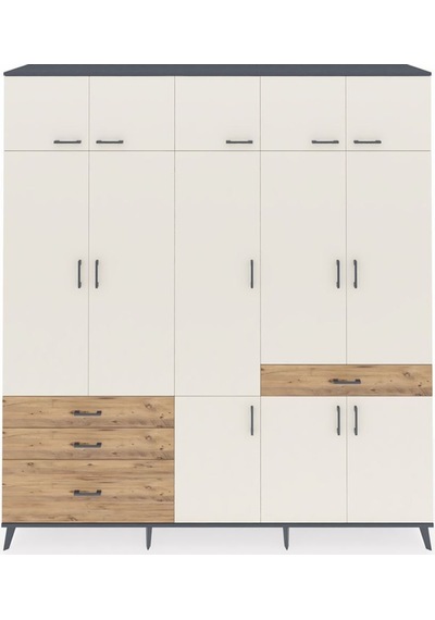 Hyperion Dolap 8 Raflı 4 Çekmeceli 3 Askılı 220x44x243 Antrasit-aytaşı/çam Çok Renkli Hyperion Dolap 8 Raflı 4 Çekmeceli 3 Askılı 220x44x243 Antrasit-aytaşı/çam Çok Renkli