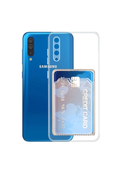 Kvy Samsung Galaxy Uyumlu A50 Kamera Korumalı Kartlıklı Setra Şeffaf Silikon Kılıf