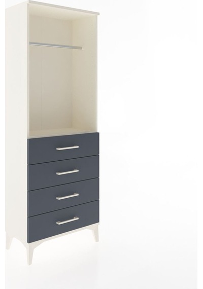 Arges Dolap Tek Raflı 4 Çekmeceli Tek Askılı 60x30x163 Aytaşı-antrasit Aytası
